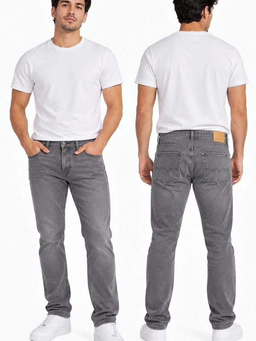 American Eagle Men’s Gray Wash Easy Flex Jeans Size 34x30 athletic fit